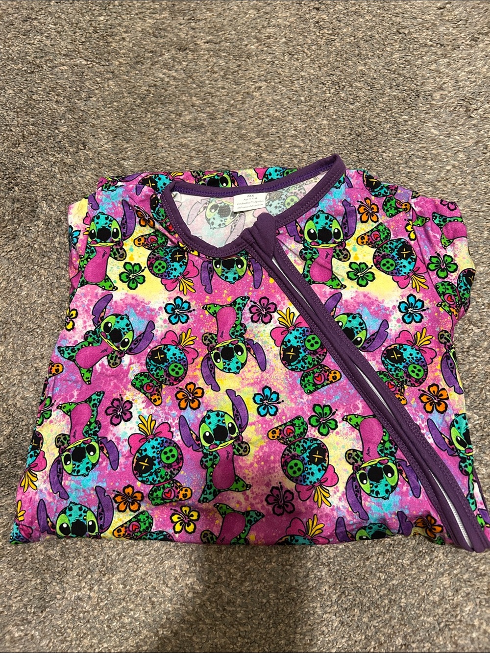 Bamboo Purple Stitch-Print Zip sleep sack 6-12M